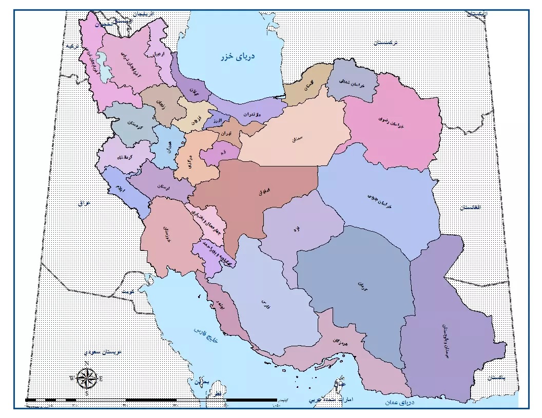 نقشه تقسیمات سیاسی استان های کشور به تفکیک شهرستان (سال 1402)